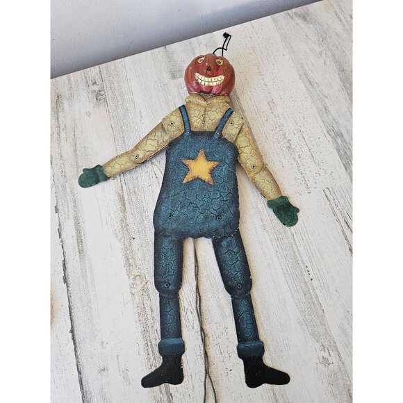 Large metal pull string pumpkin Halloween farmer unique hanging decor - Picture 1 of 9